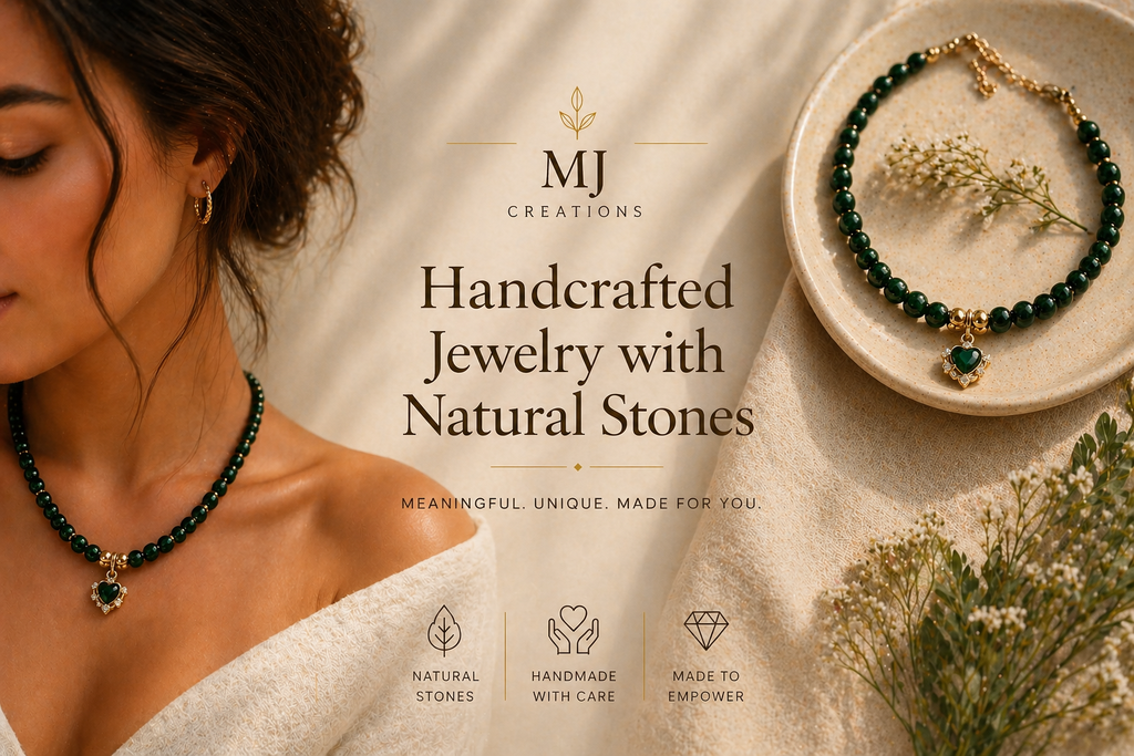 Vrouwenarmbanden
vrouwen armband, glaskralen armband, armband met natuurstenen, boho sieraden
Mannenarmbanden
heren armband, mannen armband natuursteen, stoere armband, lava kralen armband
Heup-/taillekettingen
heupketting kralen, tailleketting 120cm, waist beads Nederland, Afrikaanse heupketting
Kinderarmbandjes
kinderarmband kralen, meisjes armband, vrolijke kinder sieraden
Haaraccessoires
haarband Afrikaanse stof, scrunchies Afrikaans design, ankara haaraccessoires

Over MJCreations.nl
