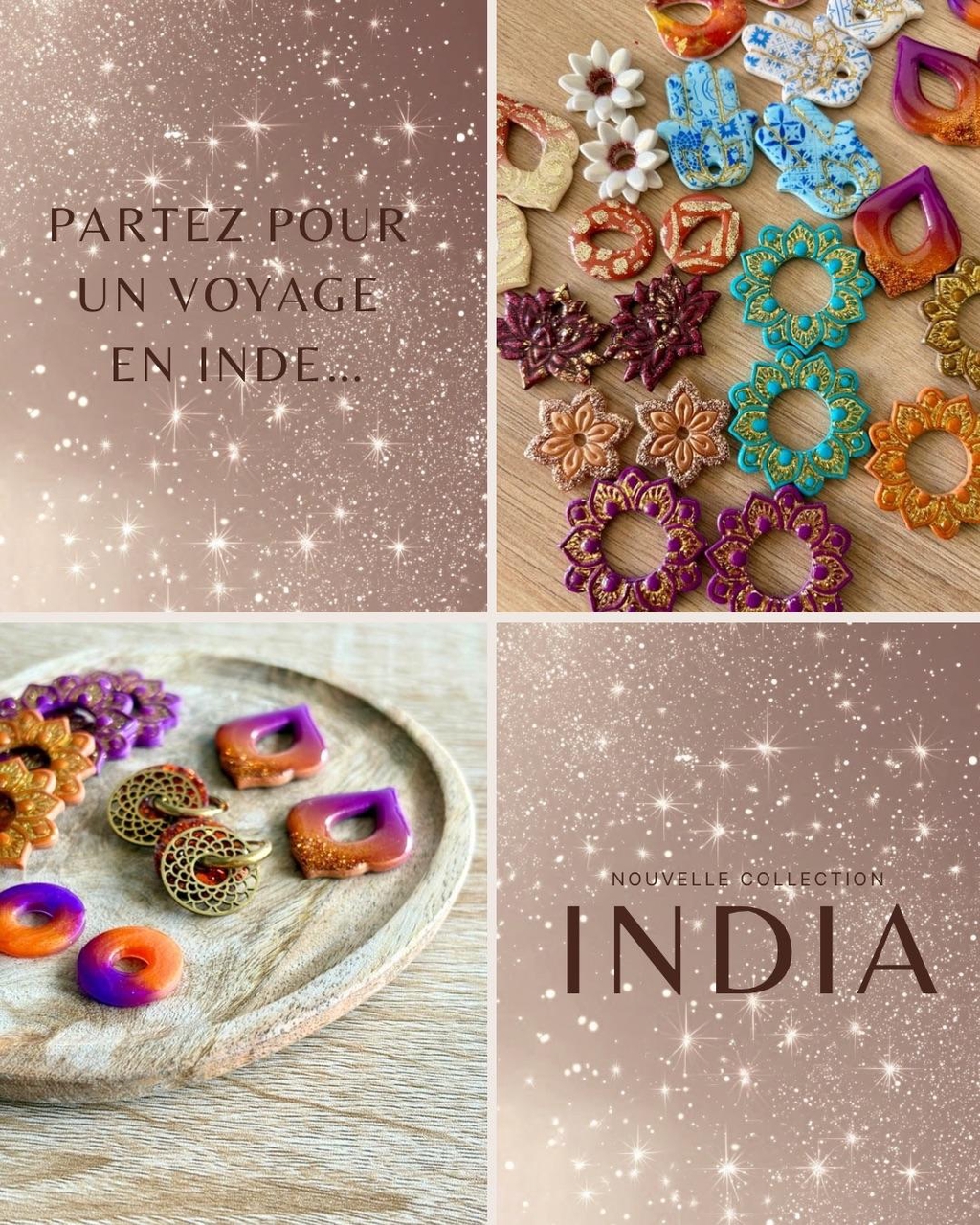 Envolez vous direction L’Inde 🇮🇳 et découvrez des pampilles interchangeables aux couleurs vibrantes et lumineuses à accrocher sur vos plus belles créoles pour briller cet été ☀️