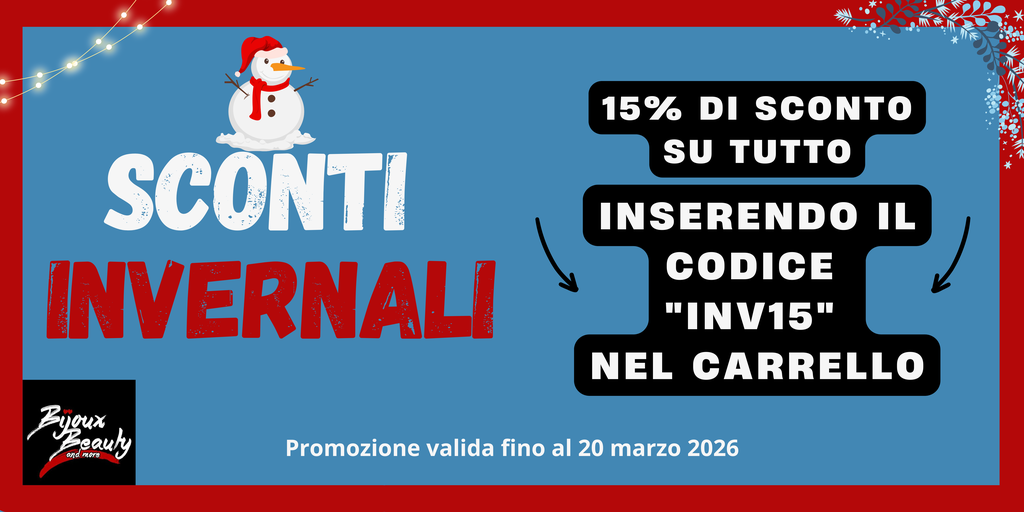 15% di sconto su tutto
INSERENDO IL CODICE 
"INV15" nel carrello