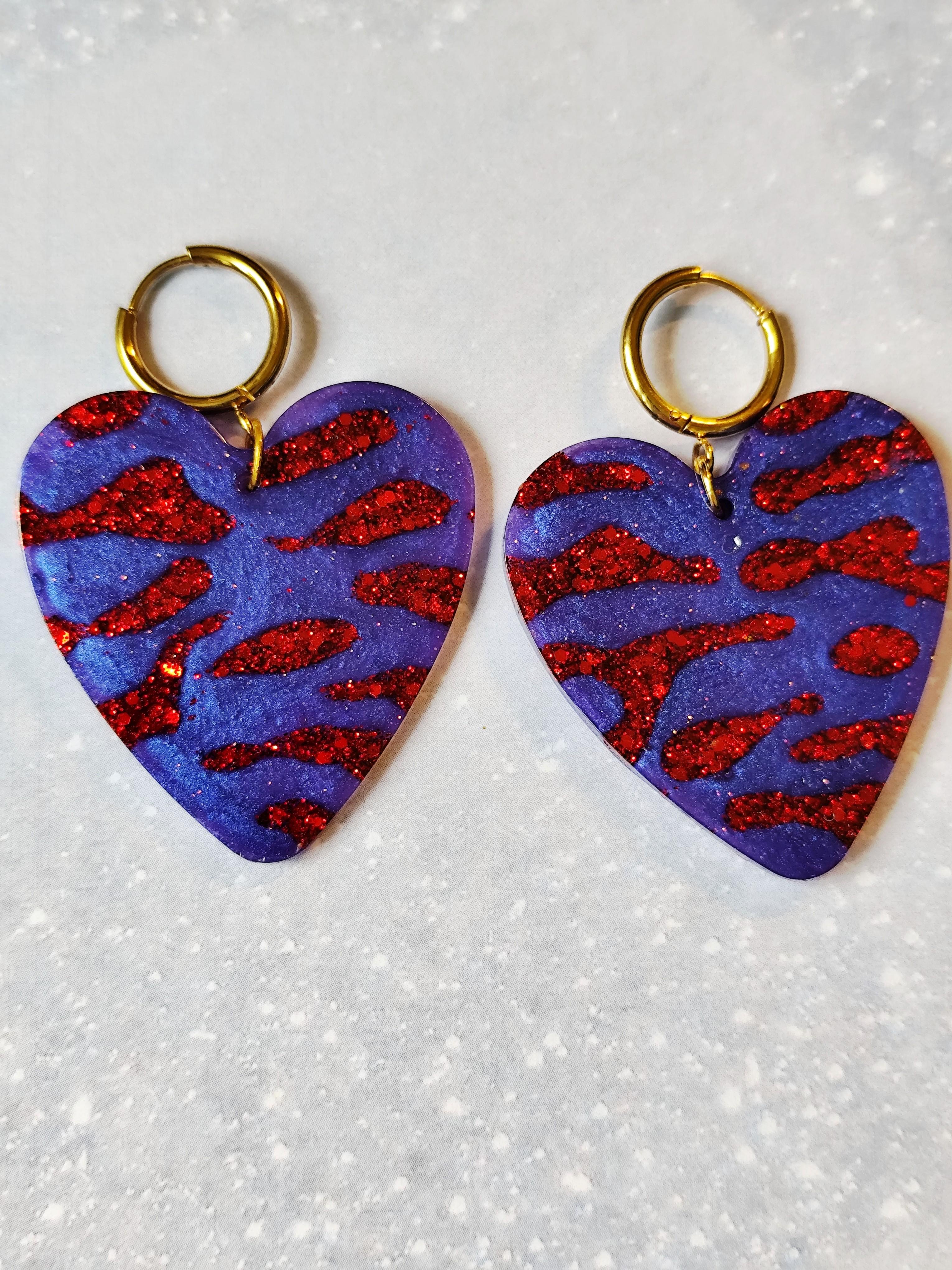 Boucles d'oreilles fantaisie en résine colorées, thème Sauvage : imprimé léopard ou tigré