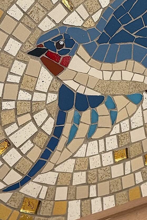 Tableau en mosaïque grès cérame marbre merle bleu 
