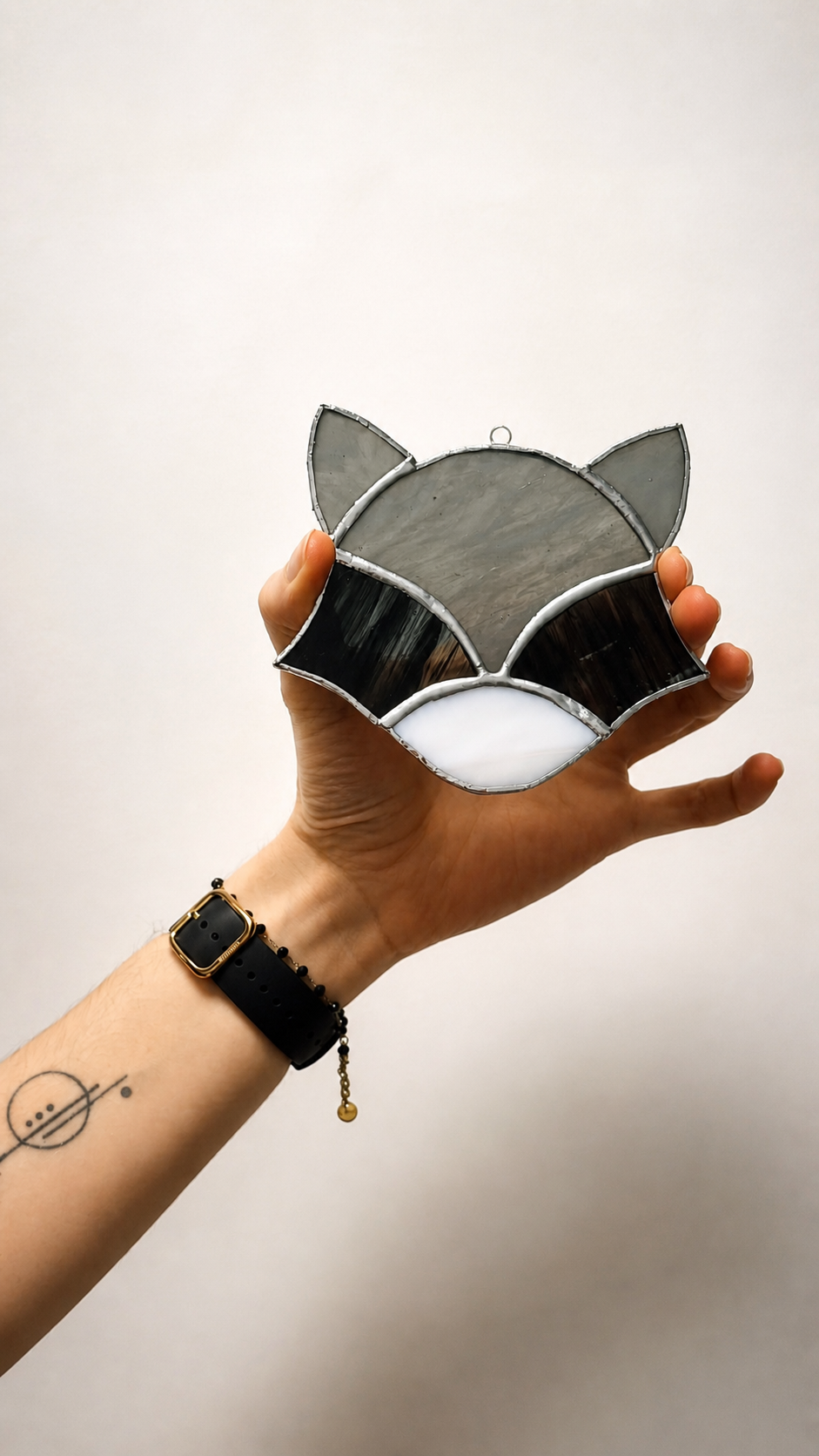 raton laveur en vitrail réalisé en atelier
