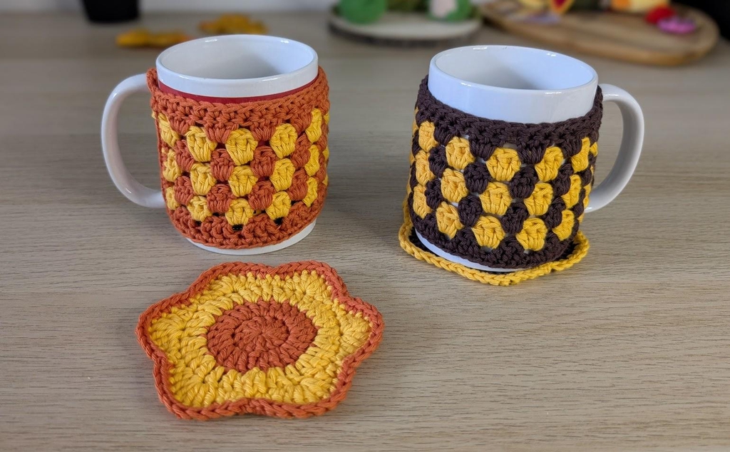 Cosy mug , couvre tasse automnale , vibe 70's