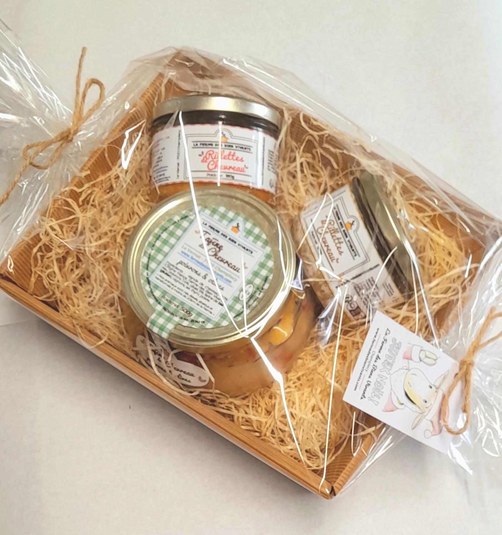 Panier gourmand composé de produits issu de la ferme et transformés à charolles!
Panier qui étonnera par son goût et sa subtilité aussi par sa rareté car des produits fermiers issu de notre élevage sont authentique et éthique!