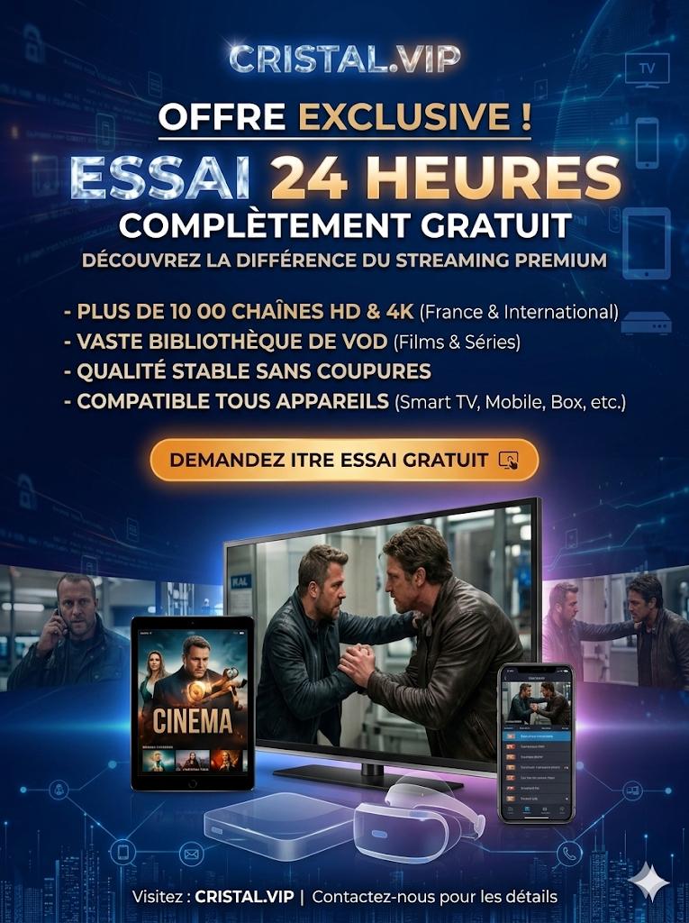 Bannière Cristal VIP - Essai gratuit 24 heures streaming premium IPTV