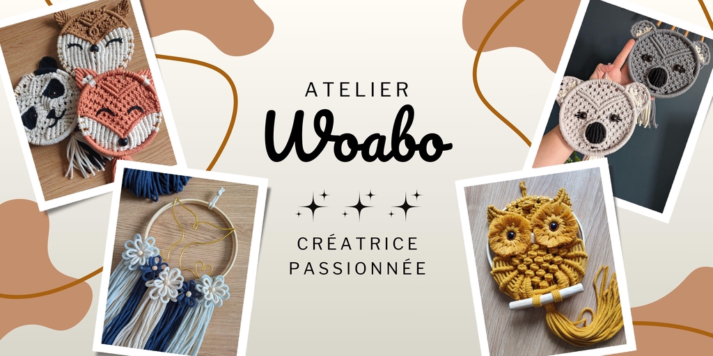 Atelier WOABO
Créatrice passionnée !
Décoration murale originale et personnalisable.
Savoir faire artisanale.
Univers poétique et coloré !