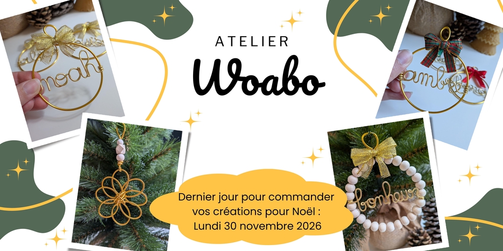 Atelier WOABO
Créatrice passionnée !
Décoration murale originale et personnalisable.
Savoir faire artisanale.
Univers poétique et coloré !