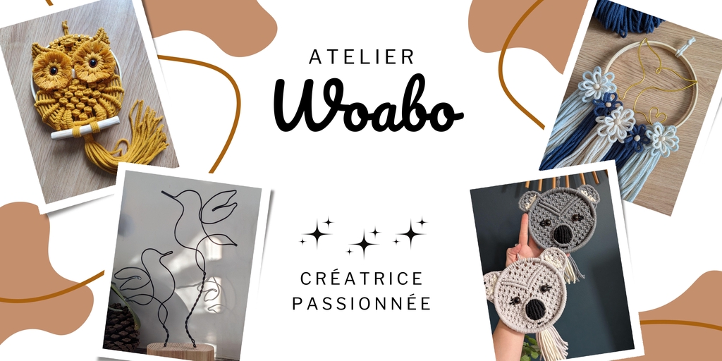 Atelier WOABO
Créatrice passionnée !
Décoration murale originale et personnalisable.
Savoir faire artisanale.
Univers poétique et coloré !