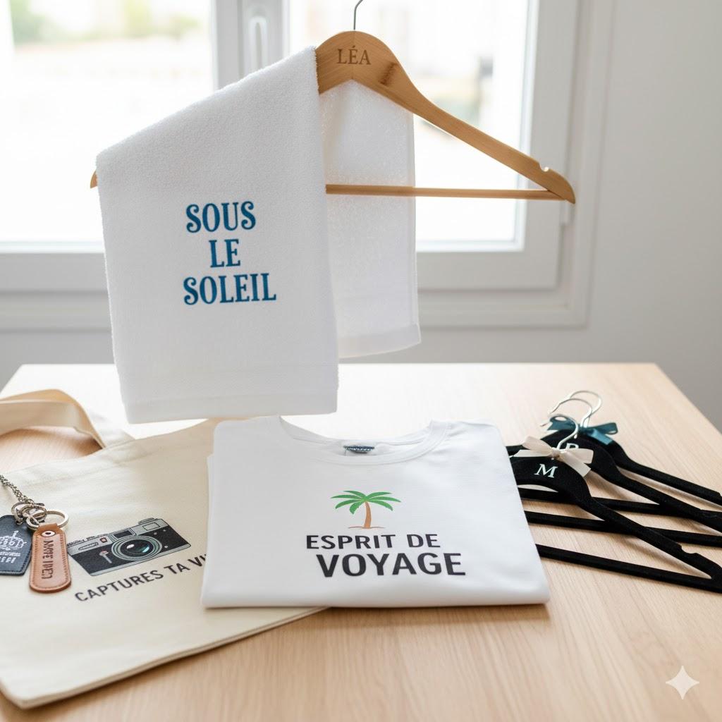 Offrez des cadeaux mode uniques : serviettes, cintres, tee-shirts et accessoires personnalisables pour un style original et sur-mesure.