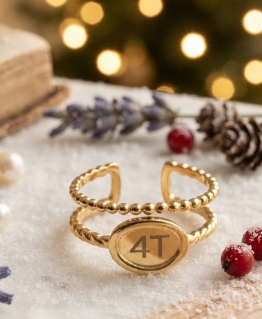 Bague fantaisie originale en bois et résine - Idée cadeau de Noël fait main