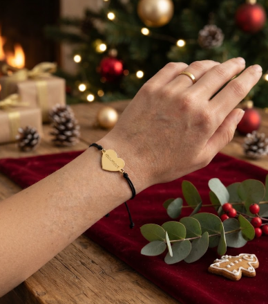 Bracelet gravé en acier inoxydable - Idée cadeau de Noël personnalisé