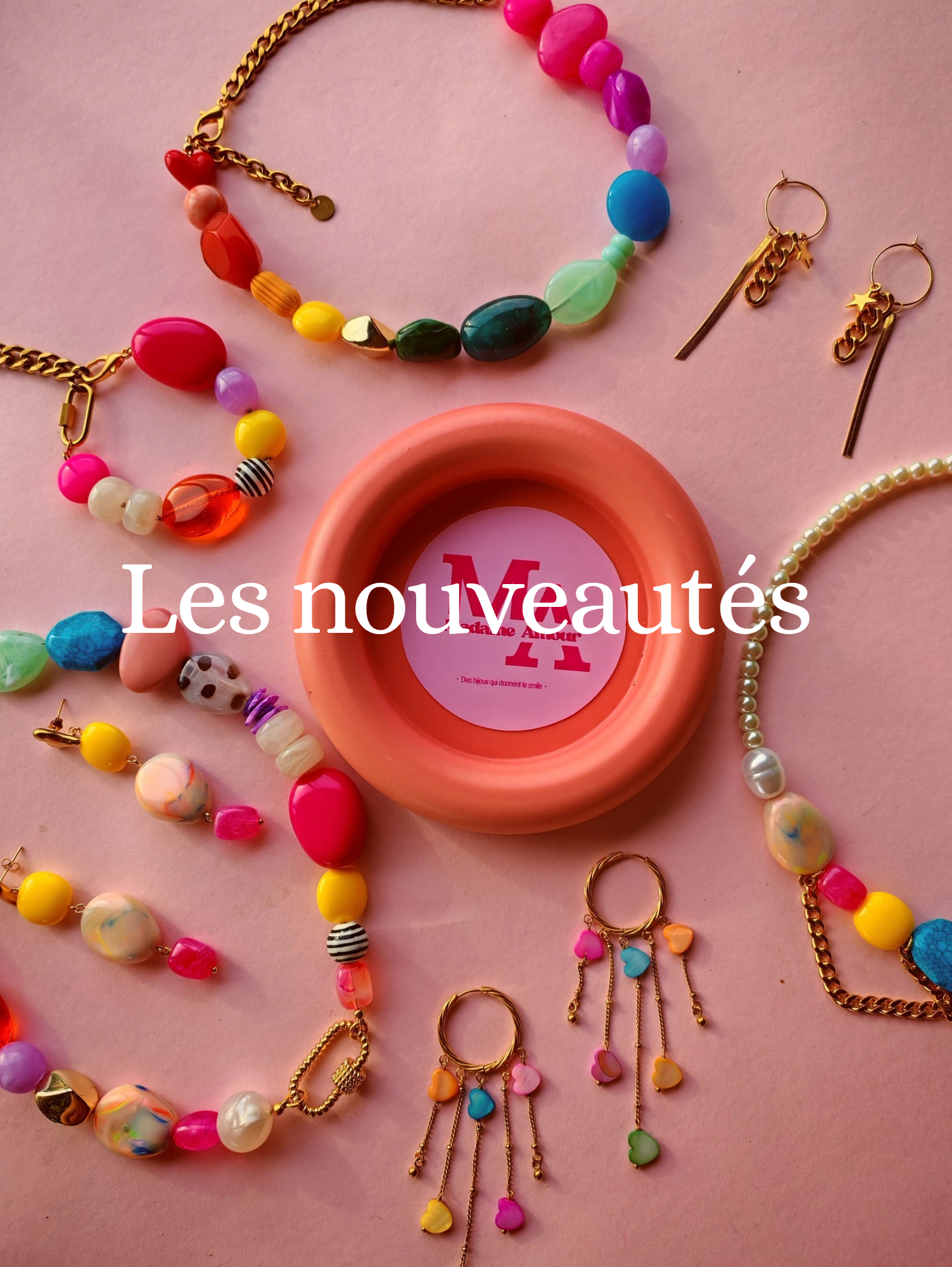 Bijoux colorés faits main avec perle et acier inoxydable, nouveautés de la collection Atelier Madame Amour