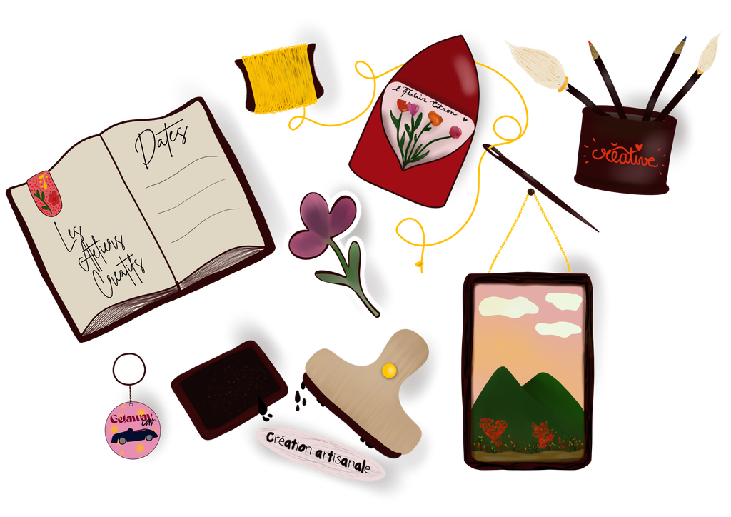 Illustrations, ateliers créatifs, personnalisations