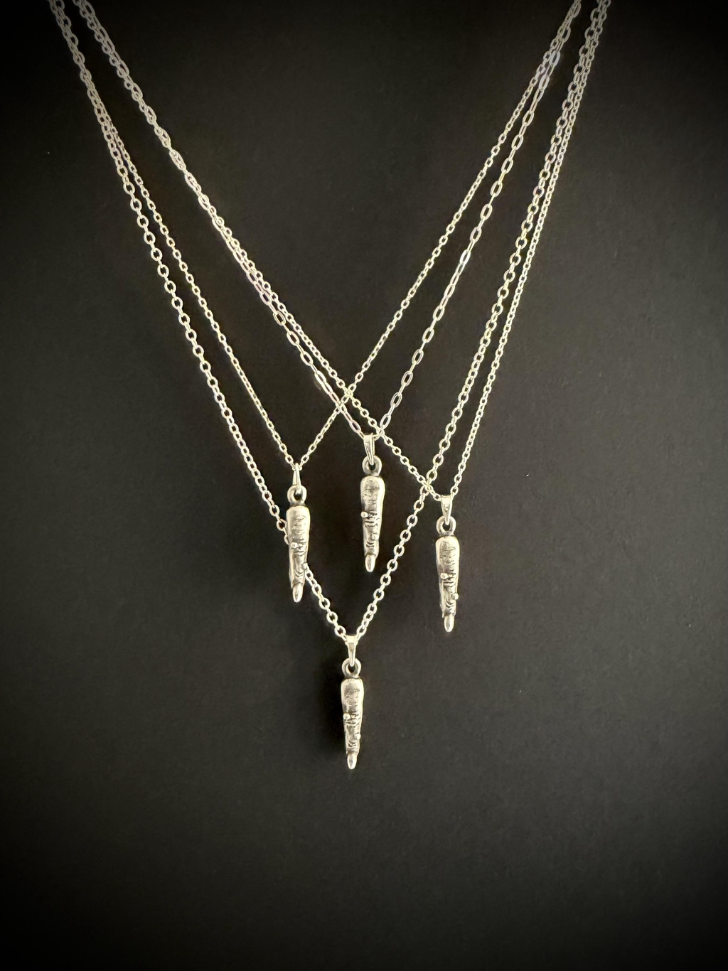 Silver witch finger necklaces dark cottagecore