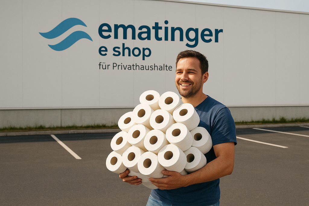 Toilettenpapier, Küchenrollen, Servietten, Geschirrspültabs, WC-Papier, Seife, Einweghandschuhe, Müllsäcke, supersoft, extraweich, Kosmetiktücher, Abschminktücher, Seifencreme, Mikrofasertücher, Mikrofasertuch, Müllbeutel, Ematinger, Tork, CWS, Salesianer, Plock, semy, 