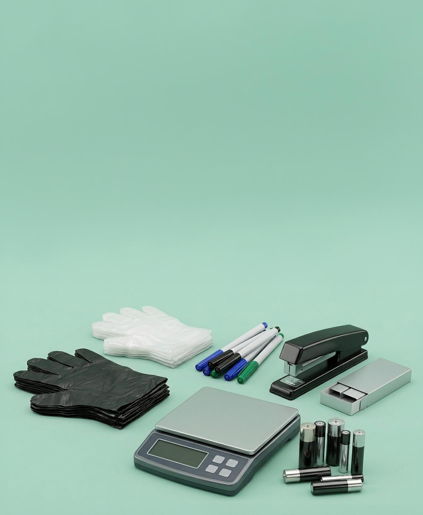 Fournitures de conditionnement et de bureau. Recharge (pilles, agrafes, ..)