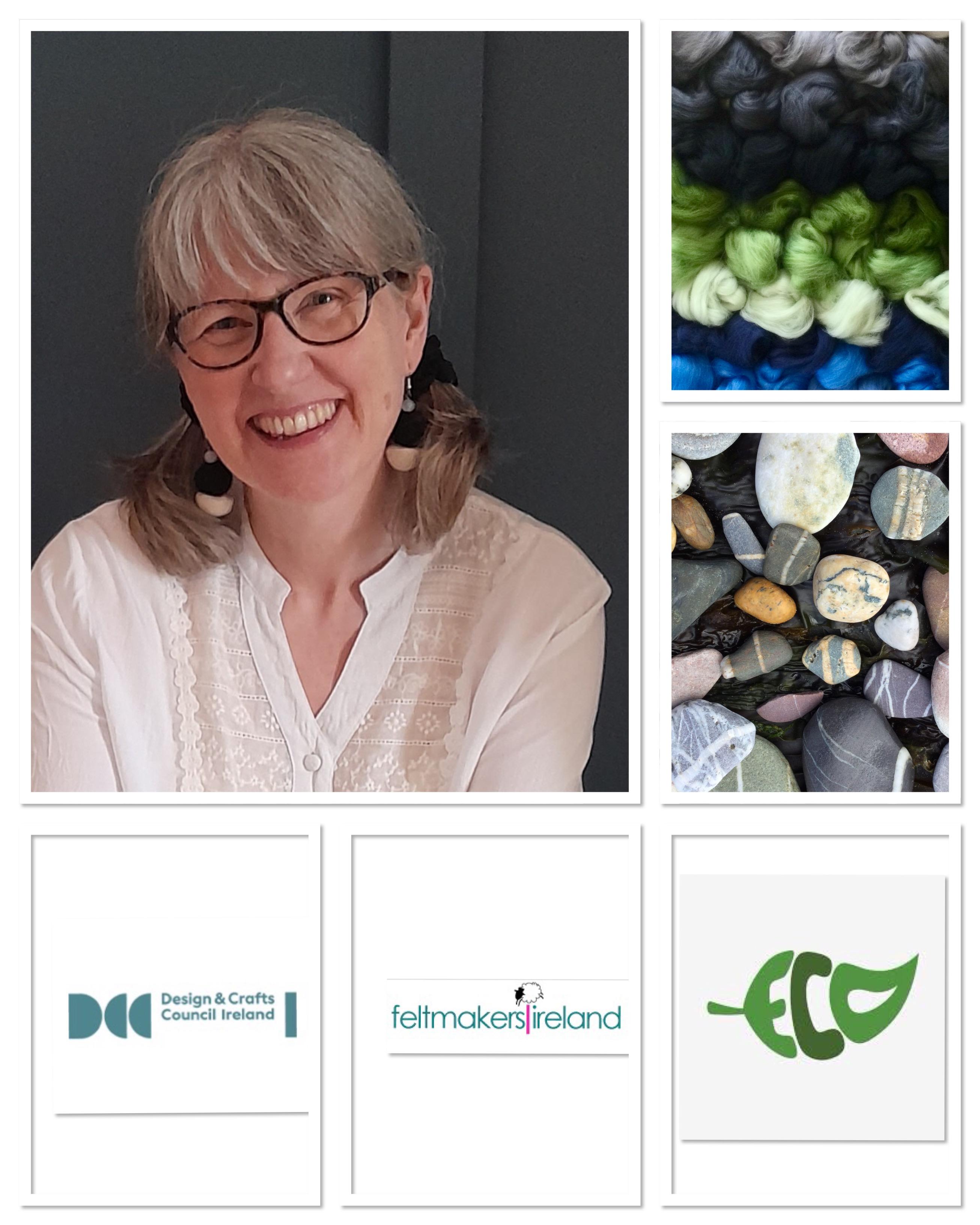 Photo of Joanne Turner with Feltmakers Ireland logo and Design & Crafts Council Ireland logo