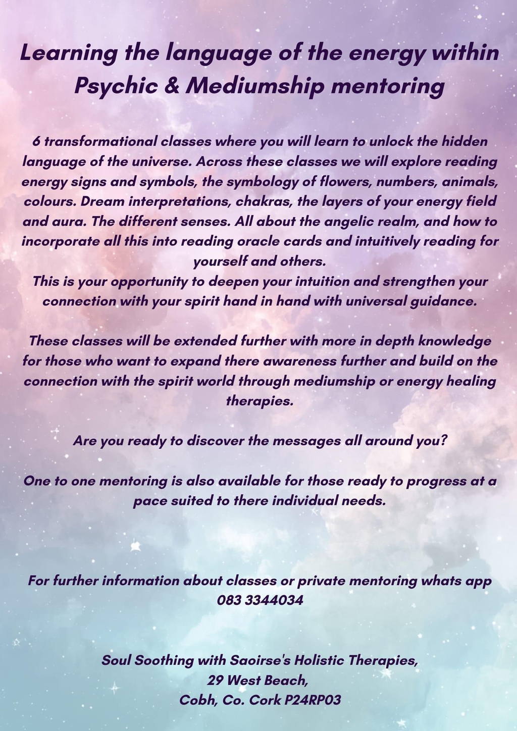 Learning the language of the energy within...

Private one to one mentoring now available!