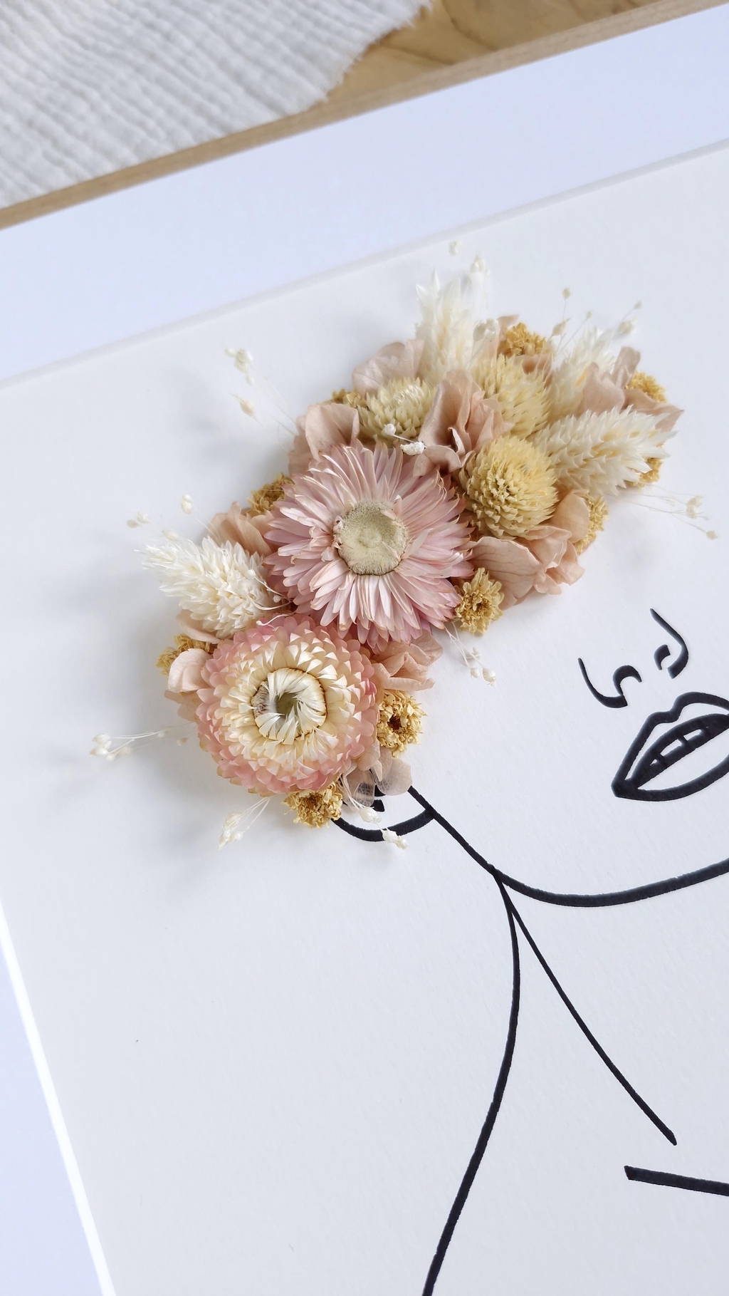 beltane artiste florale, cadres illustration fleurie avec fleurs séchées made in france