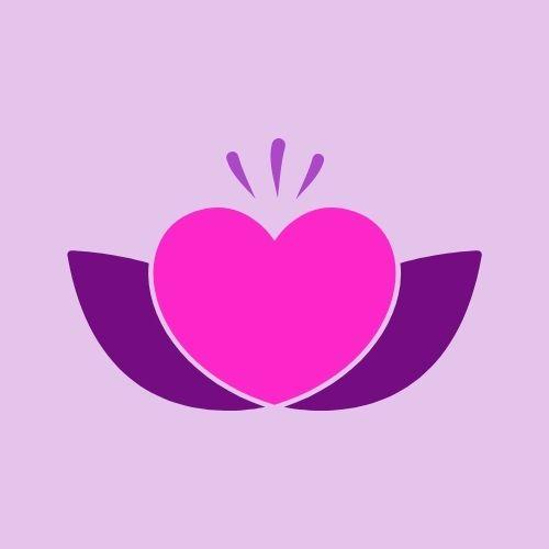 Logo de l'entreprise Céline Captin - Racines Incarnées, il représente un lotus avec un cœur au centre, entouré de 2 feuilles. 