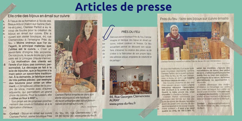 Articles de presse sur la bijouterie près du feu à Auray
