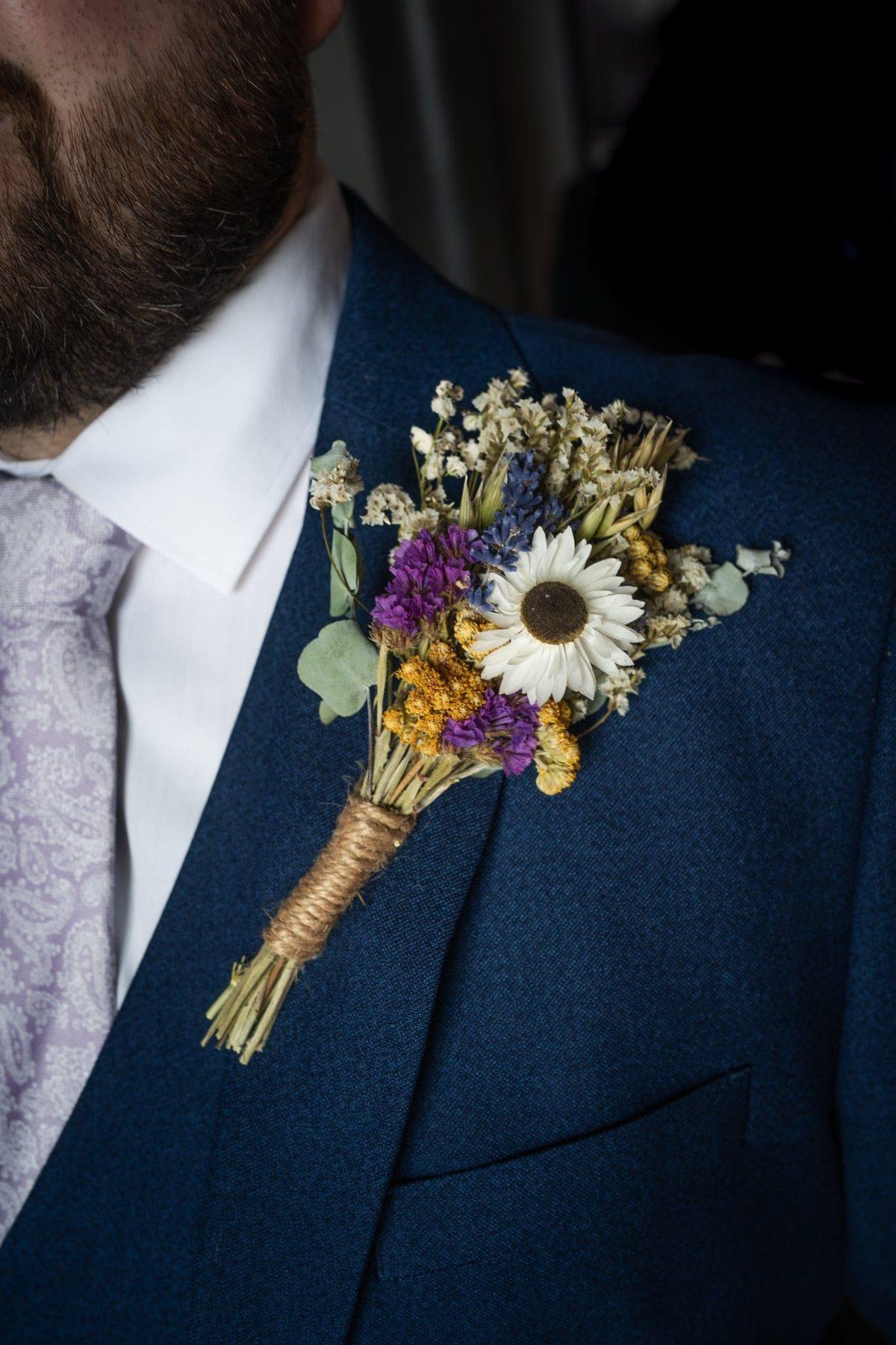 Dried flower grooms button hole
