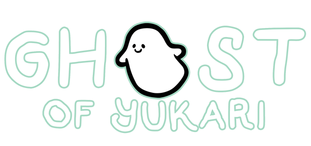 Ghost of Yukari logo featuring a cute ghost with a sweet smile