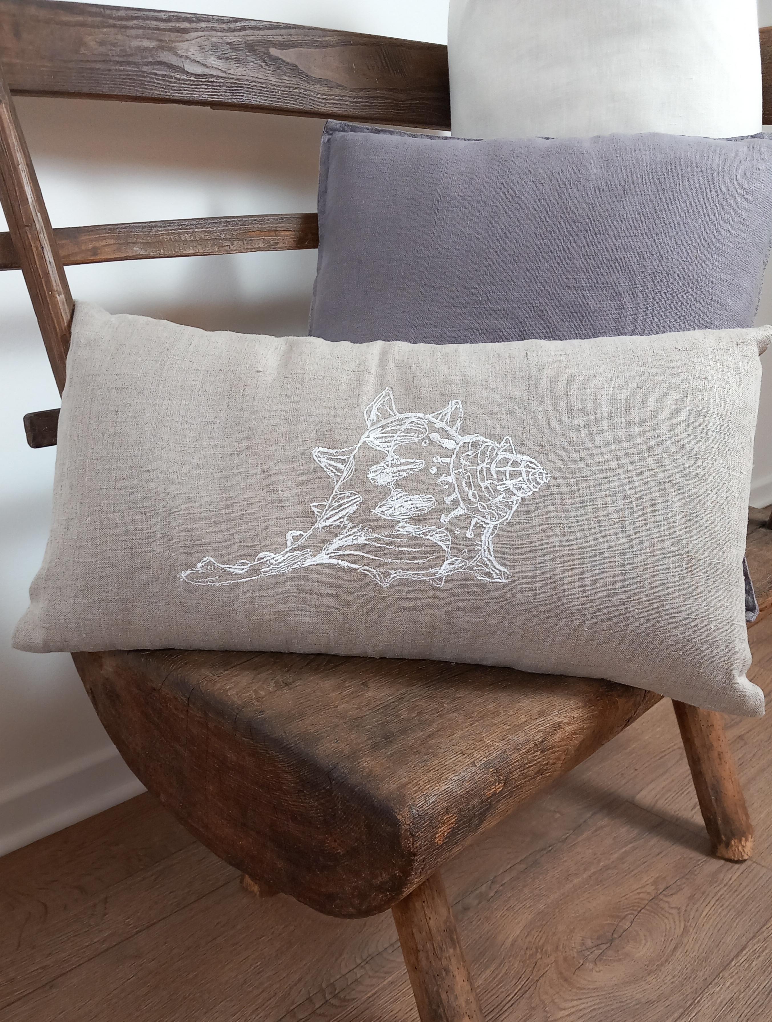 Coussin lin chanvre artisanal fait main par Lin-en-Lumière