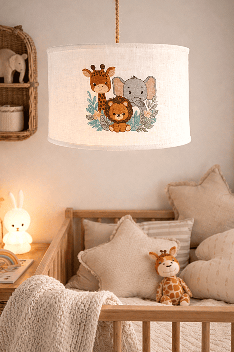 Abat-jour lin chambre enfant – fait main France