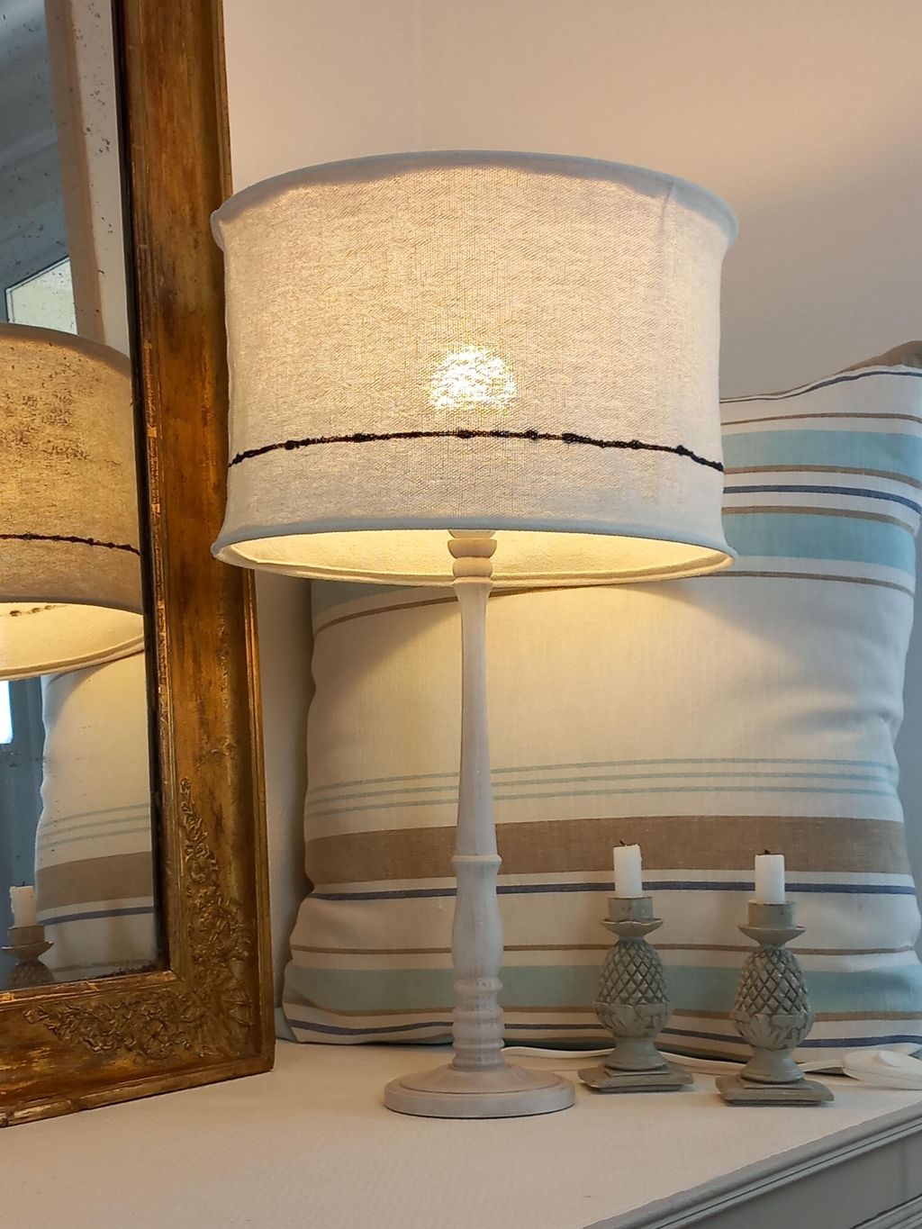 abat-jour lin artisanal fait main en France
