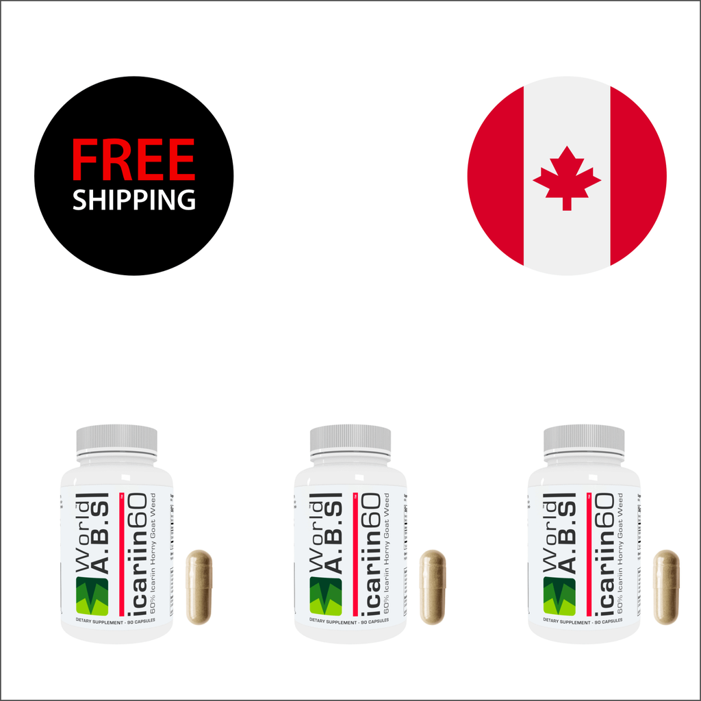 Canada - Buy 3 bottles of World A.B.S icariin 60™ Horny Goat Weed Extract Capsules