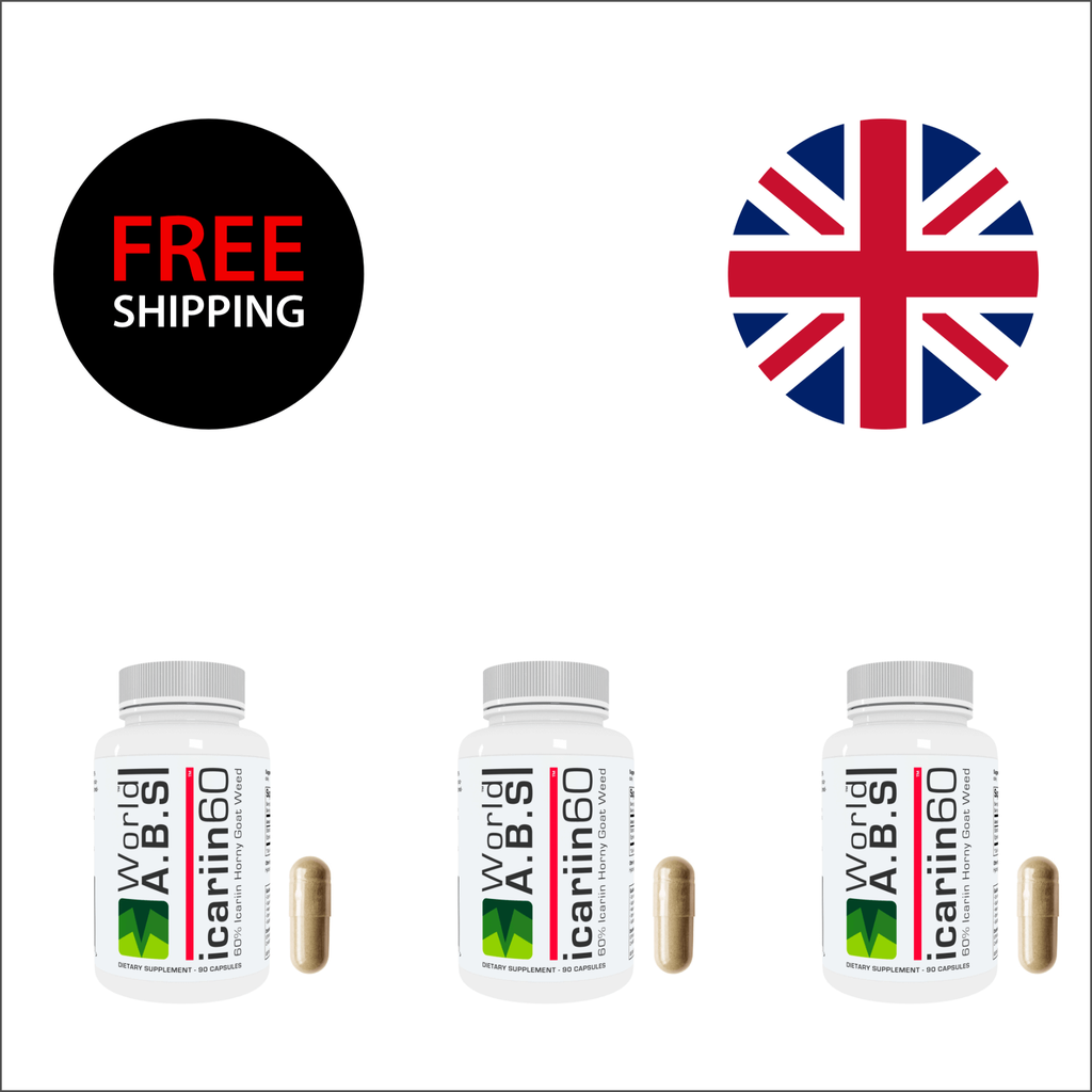 UK & Isle of Man - Buy 3 bottles of World A.B.S icariin 60™ Horny Goat Weed Extract Capsules