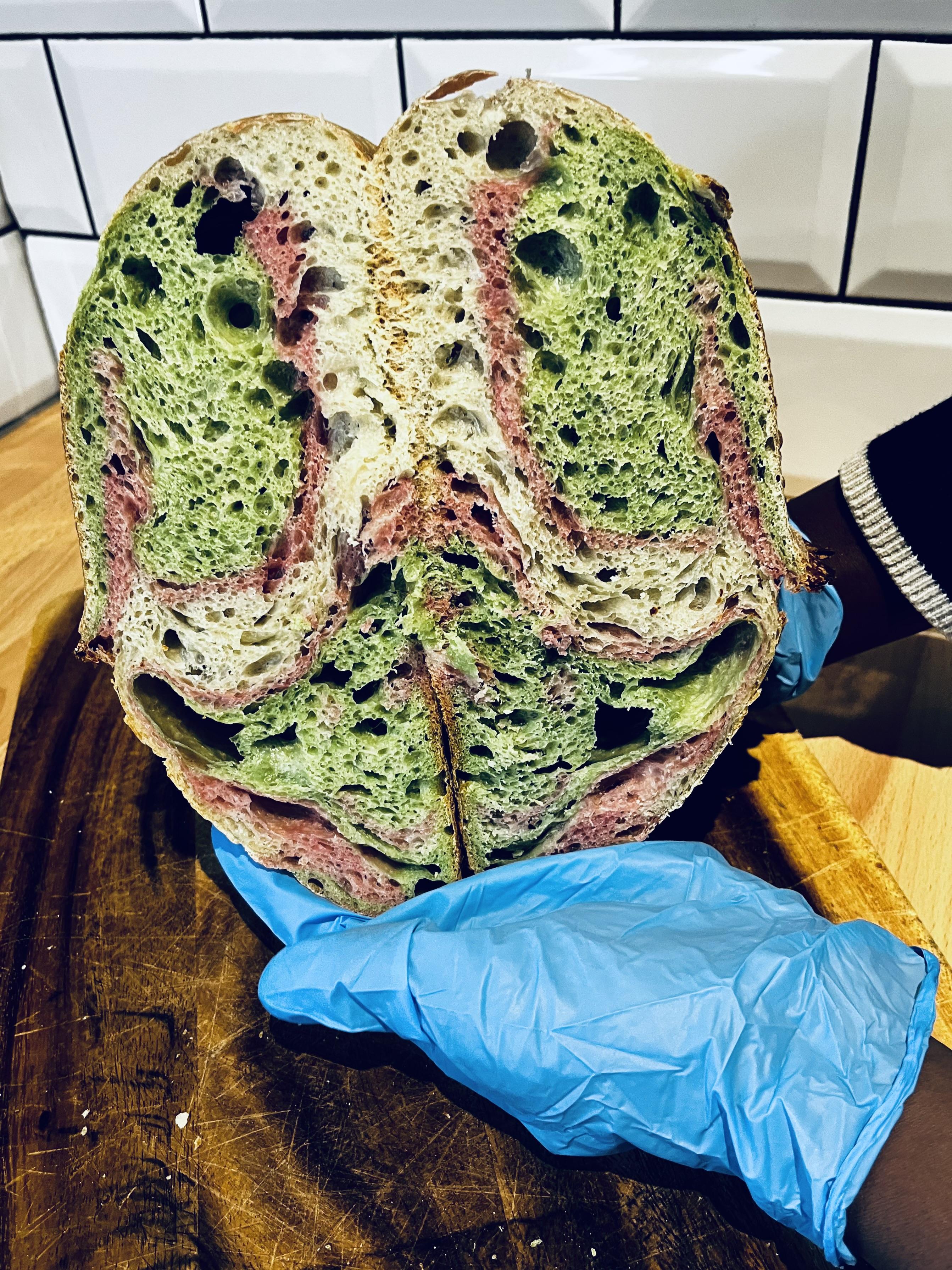 Multi coloured sourdough