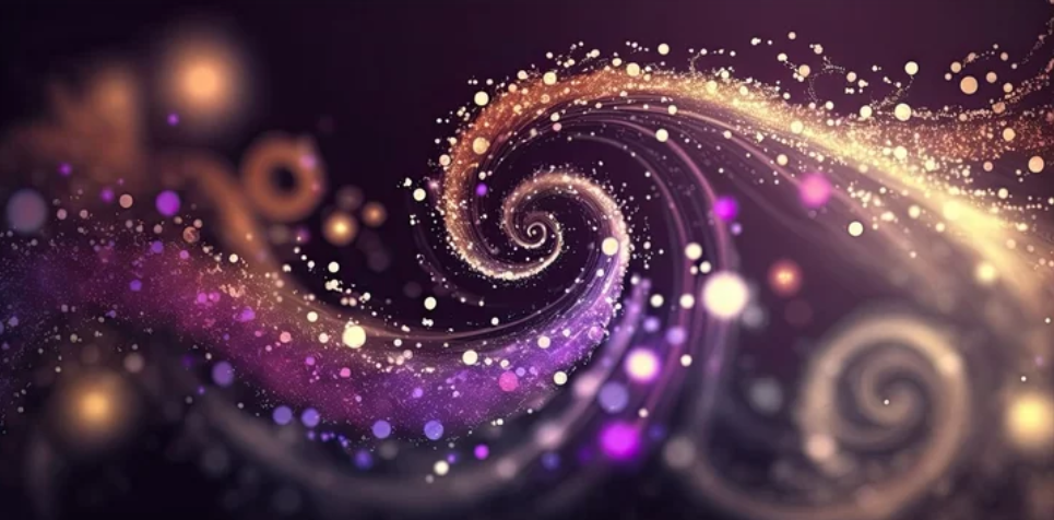 Spirale de lumières or et violet