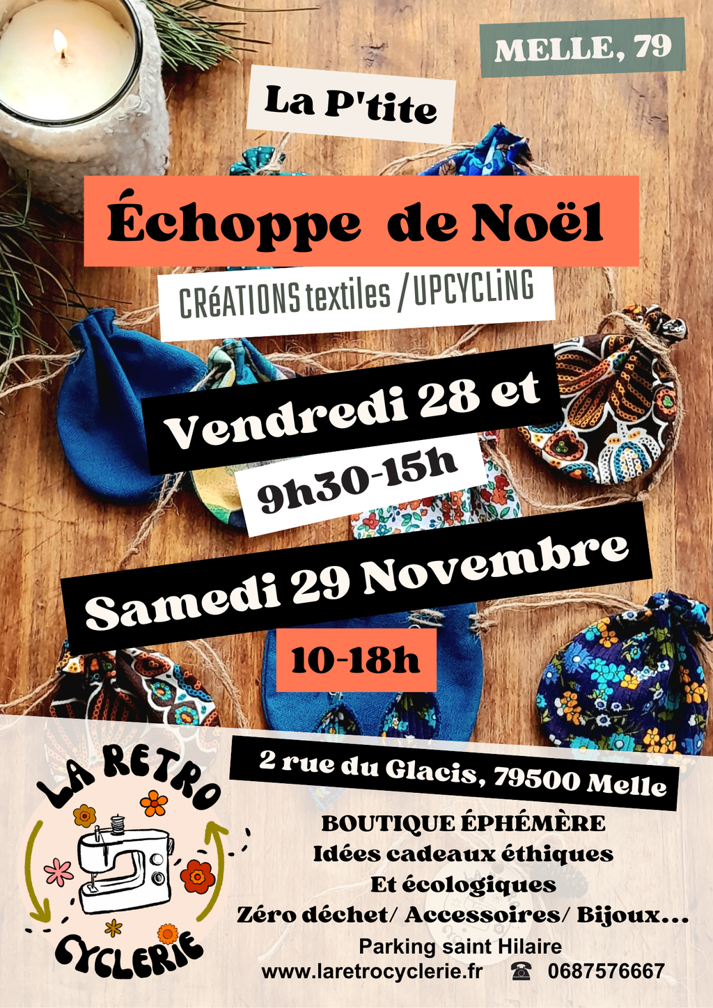 La P'tite échoppe de Noël- expo/vente de créations textiles - 19 et 20 Décembre à Melle, 79