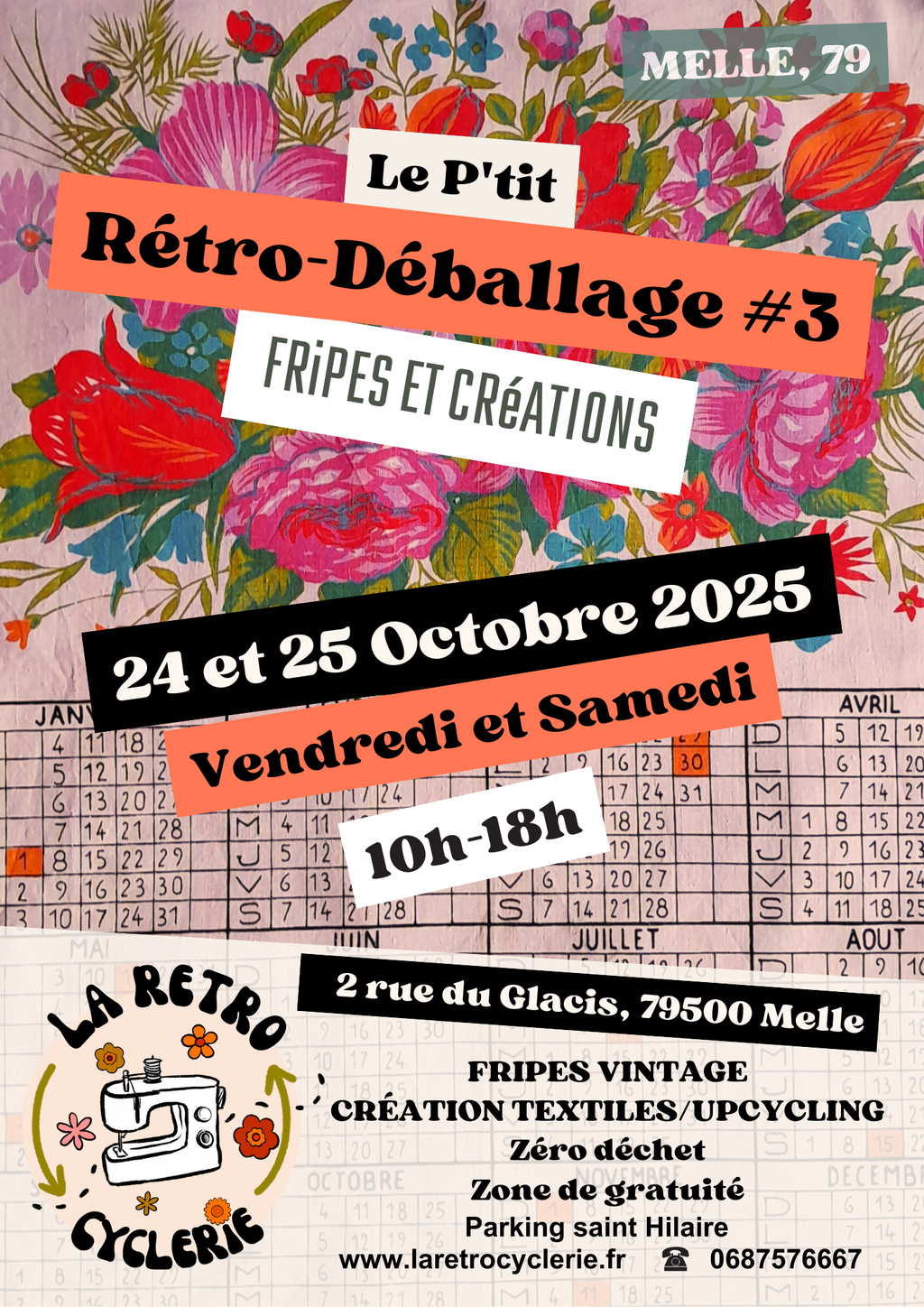 Le P'tit Rétro-Déballage #3 - Exposition et vente de créations textiles et Fripes Vintage - Melle 79500 - vendredi et samedi 24 et 25 Octobre 2025