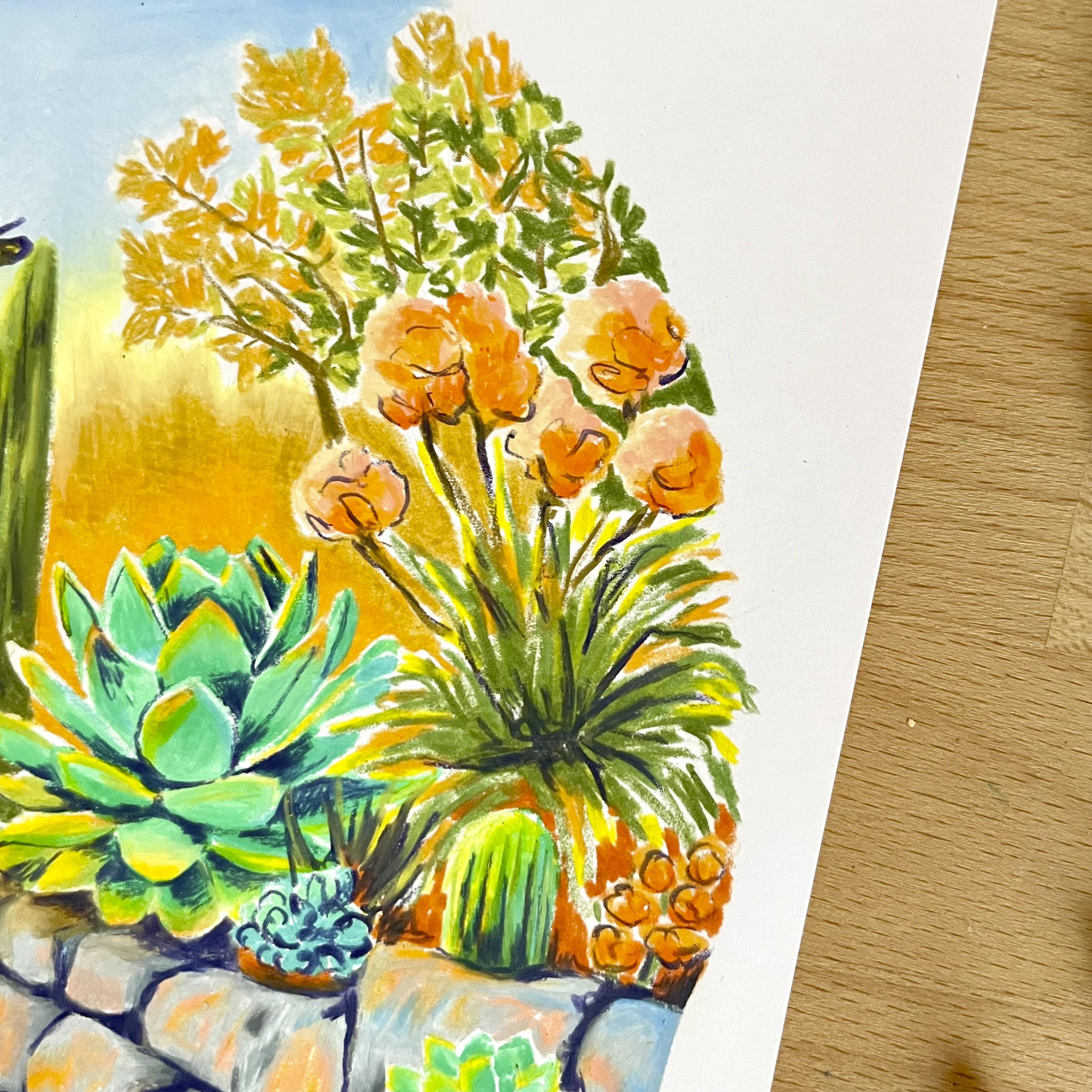 Détail d’un dessin au pastel à la cire – texture et matière
