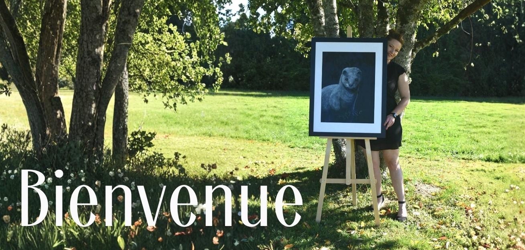 bienvenue sur mon site web, artiste cécilia pelissier, aquarelle blanche sur papier noir, dans la nature
