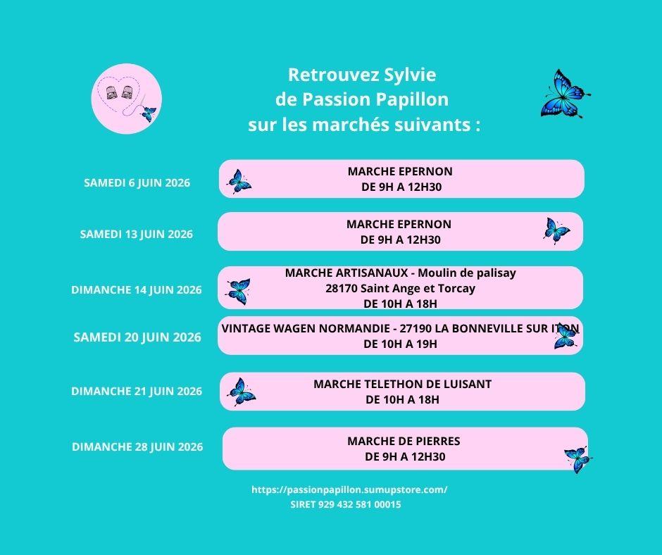 Programme et planning des marchés Passion Papillon