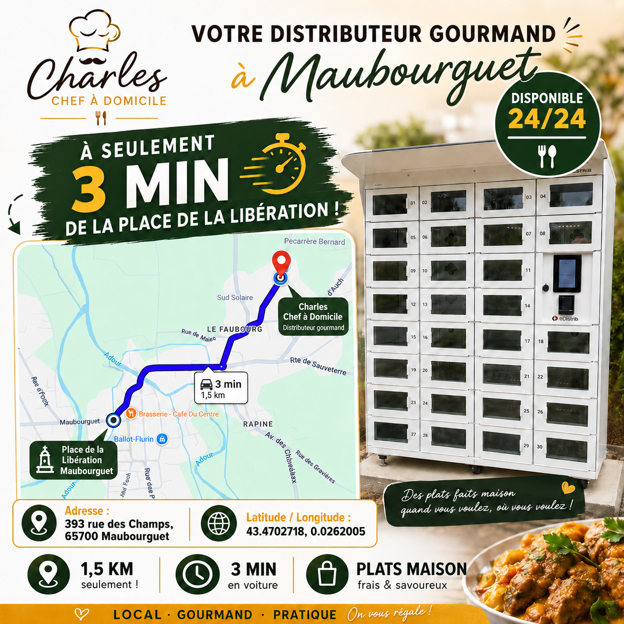 Se diriger au Distributeur de repas faits maison à Maubourguet 65700