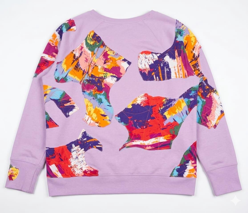 Upcycled Sweatshirt with patterned fabric