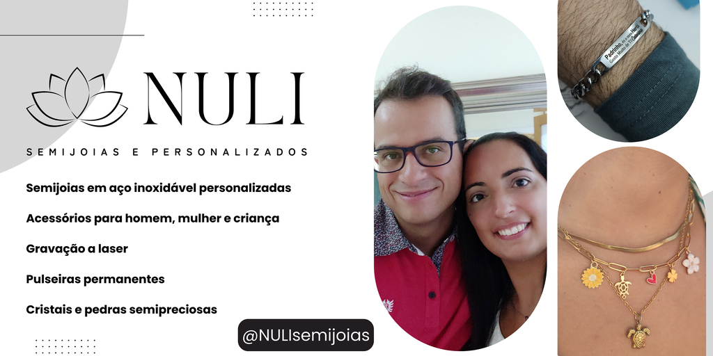 A sua loja de bijuteria com significado.
Os nossos artigos podem ser personalizados e são feitos à mão com todo o carinho.
Fazemos as suas pulseiras permanentes.
Gravação a laser.
Artigos com pedras semipreciosas.
Artigos em aço inoxidável para homem, mulher e criança.
Colares em aço.
Pulseiras em aço.
Brincos em aço.