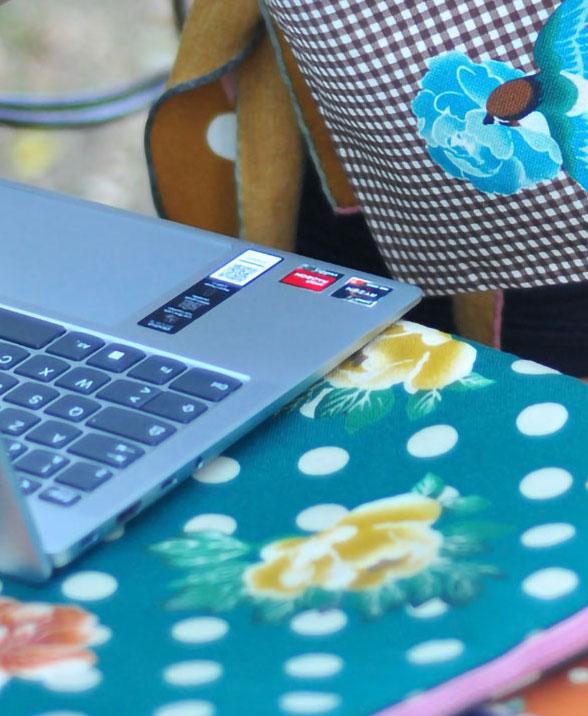 housse d'ordinateur portable en lin et coton