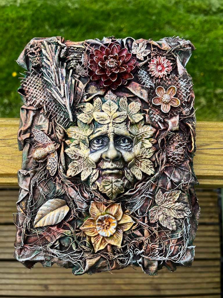 The next Powertex creative workshop in Tamworth is a Green Man plaque. On Thursday 9th July, at the Book Nook Bakery and Coffee shop, Bolebridge Mews, Tamworth.