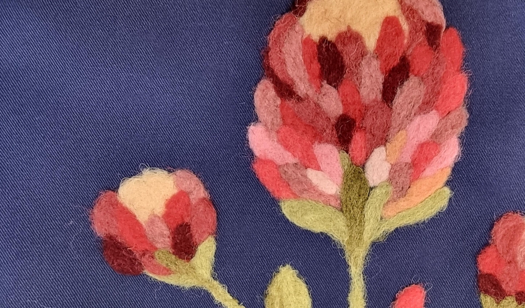 Broderie en laine feutrée à l'aiguille, upcycling