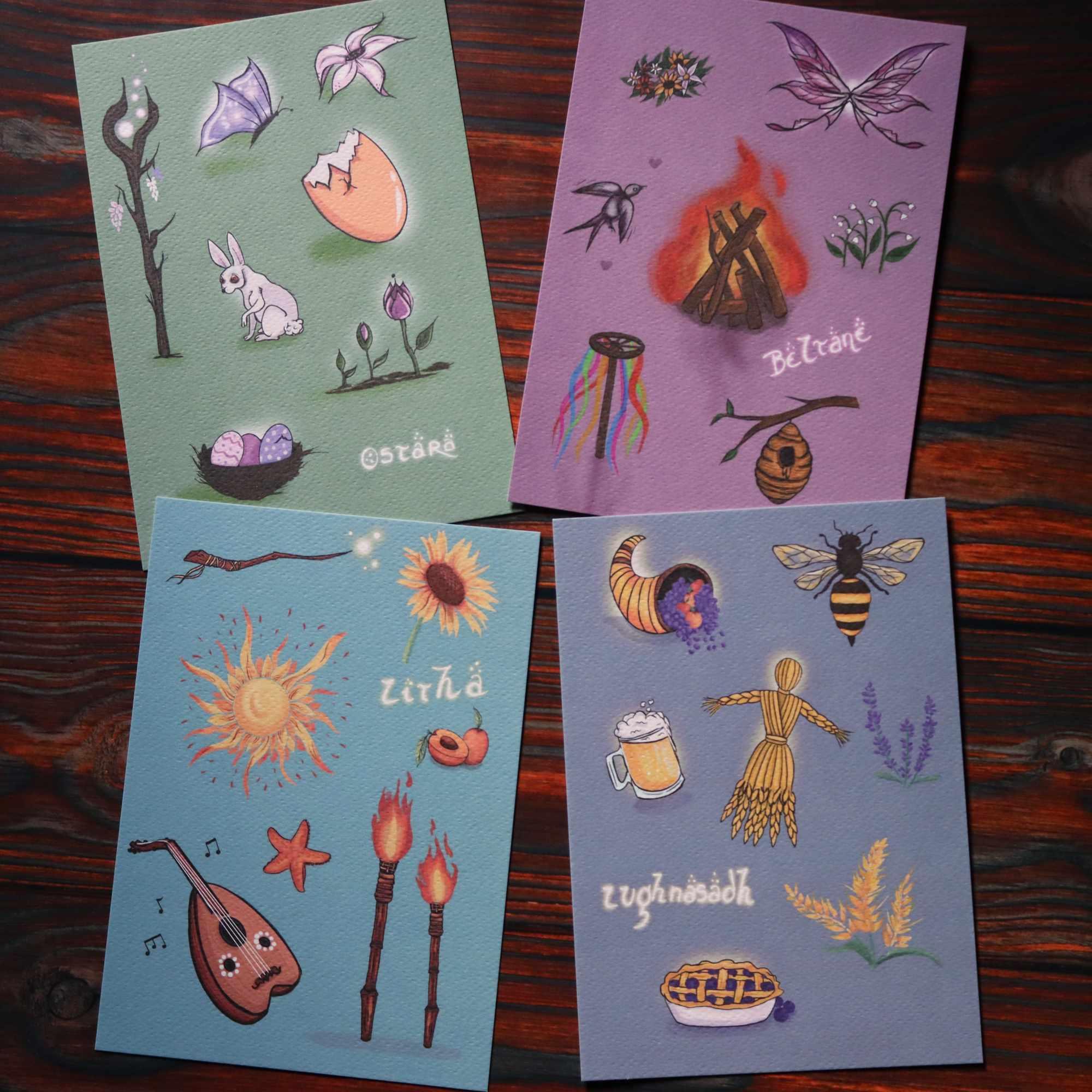 Collection Sabbats de la Roue de l'Année - Saison Claire sur la boutique d'illustrations de Jessica Jammes