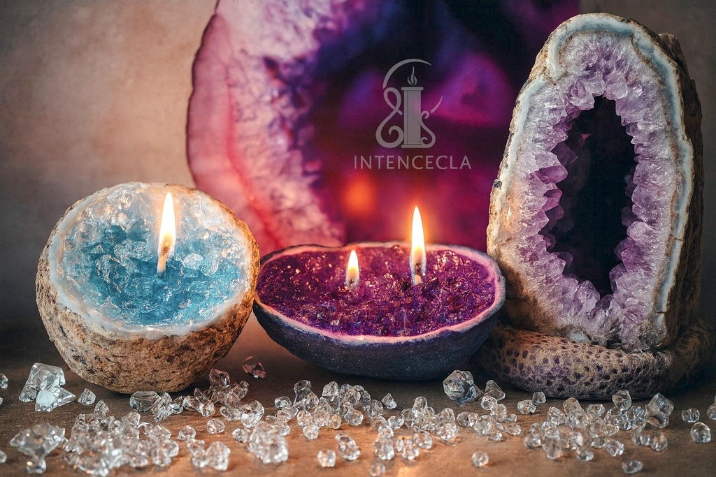 Bougie trompe-l'œil géode en cire et parfumé 