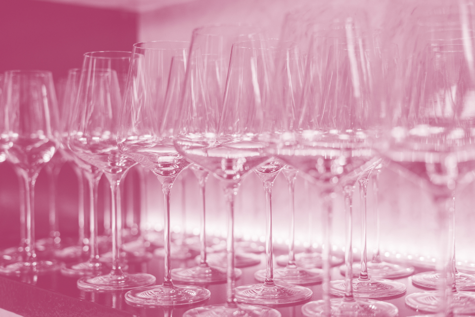 Picture of wine glasses, evoking a wine tasting