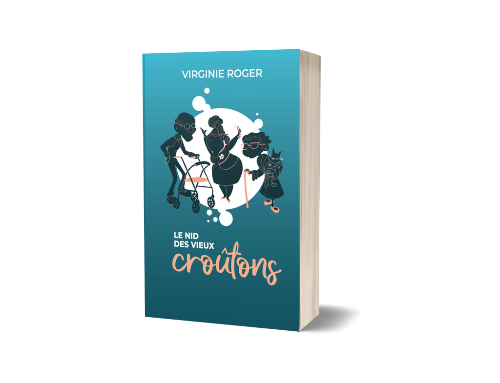 Mockup livre broché "Le nid des vieux croûtons", le dernier roman contemporain de Virginie Roger.