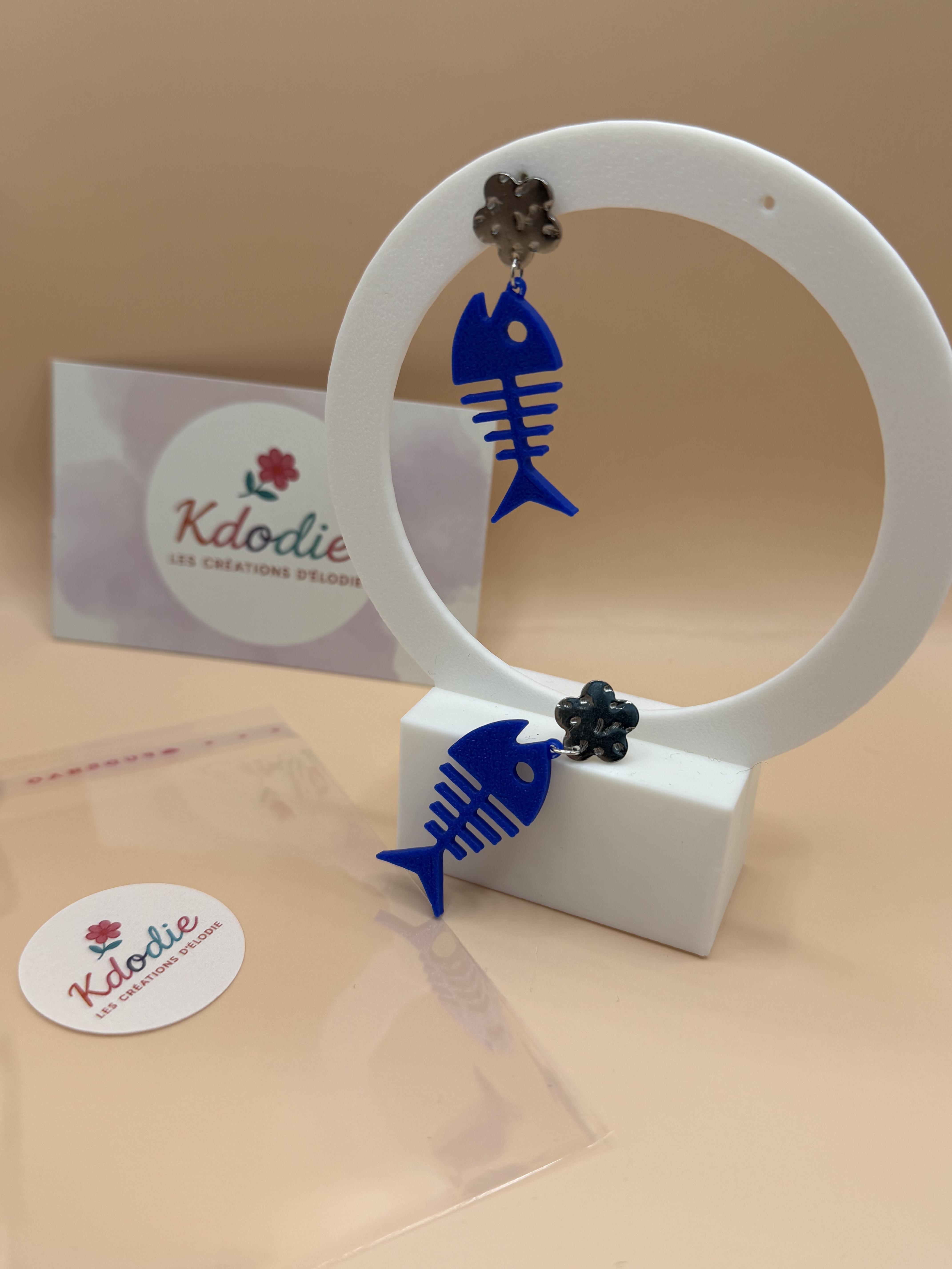 Boucles d'oreilles Bijoux Fantaisie Poisson Impression 3D légères et agréables